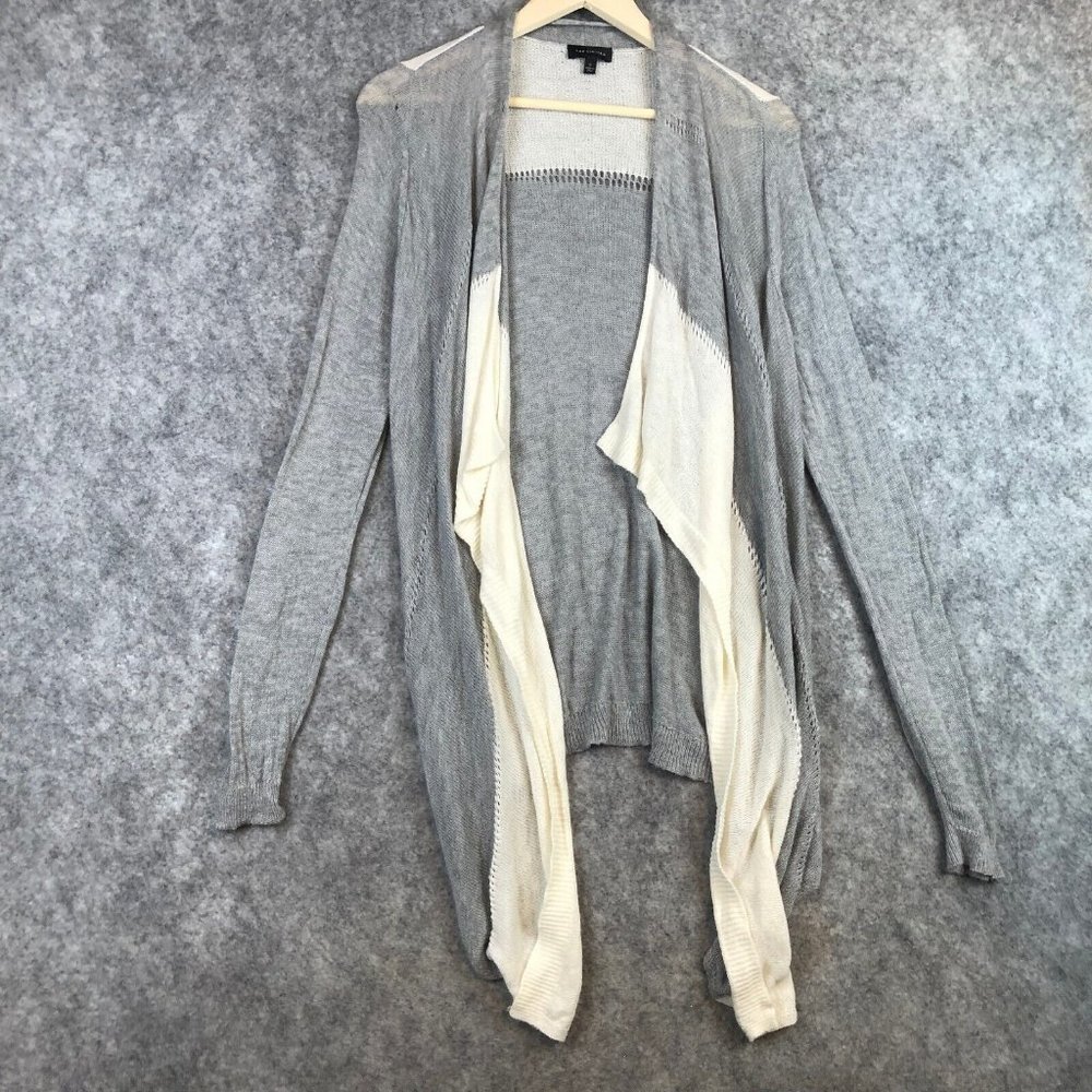 The Limited Cardigan S Sweater Wool Blend Waterfall Colorblock Open Knit Gray